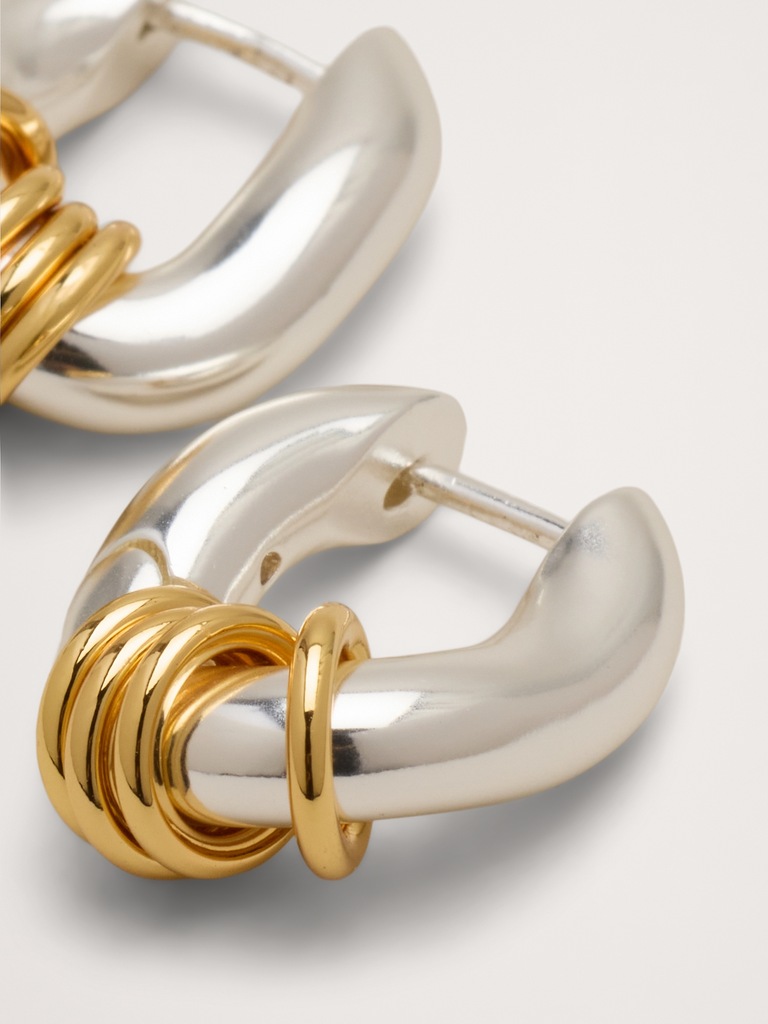 Two-Tone Link Chain Earrings