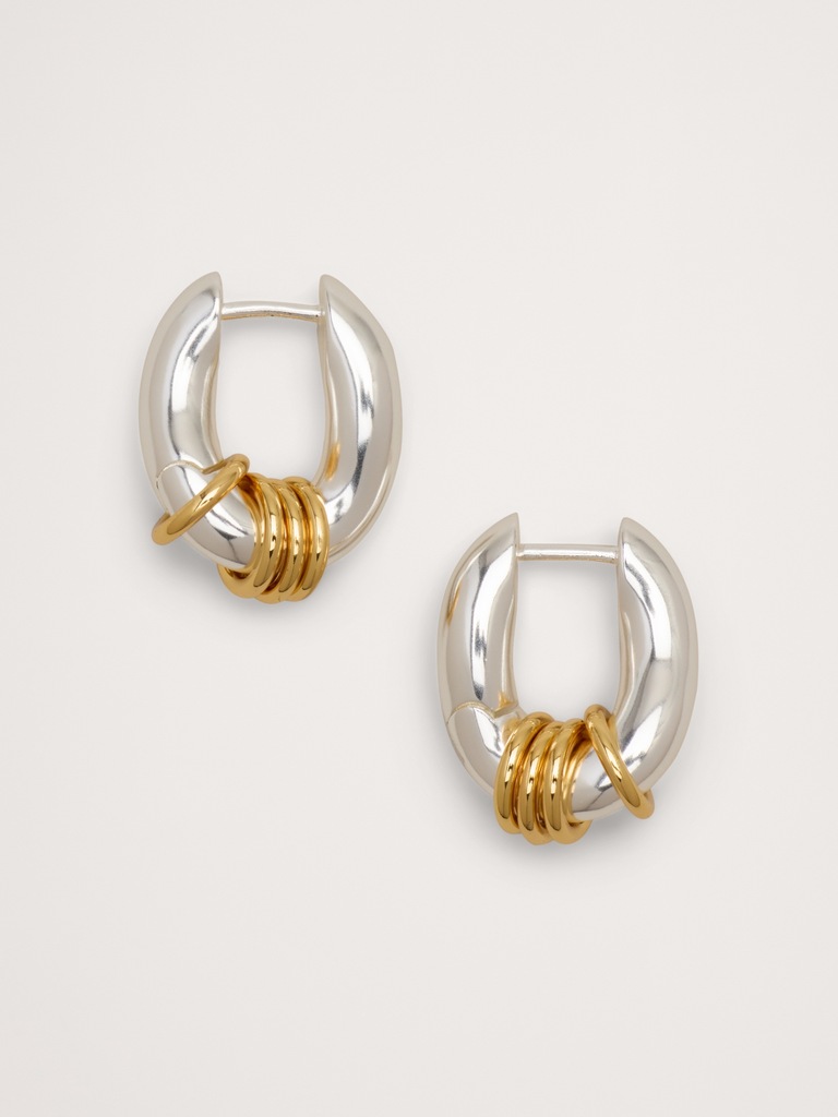 Two-Tone Link Chain Earrings