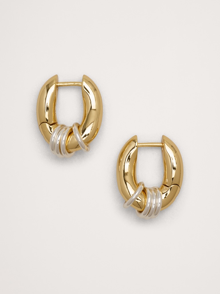 Two-Tone Link Chain Earrings