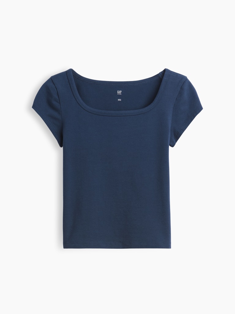 T-shirt moulant à encolure carrée en jersey pour Enfant