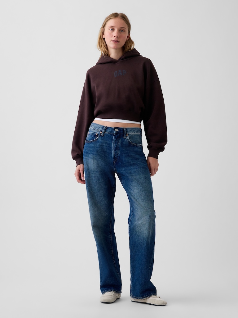 VintageSoft Crop Logo Hoodie