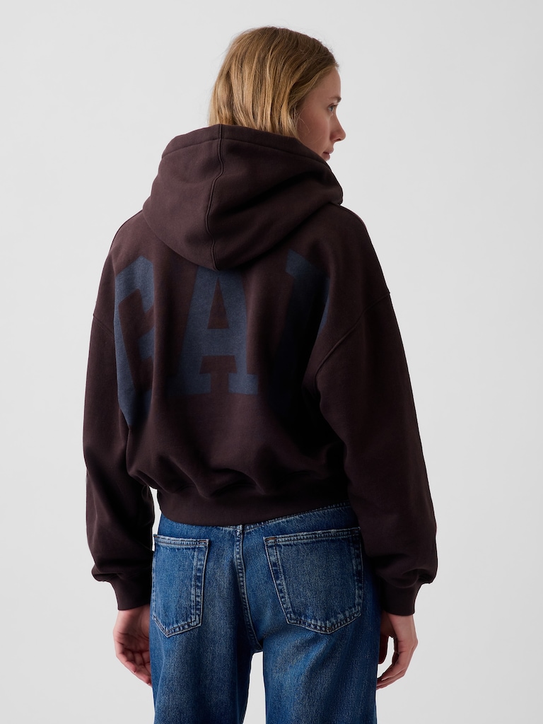 VintageSoft Crop Logo Hoodie