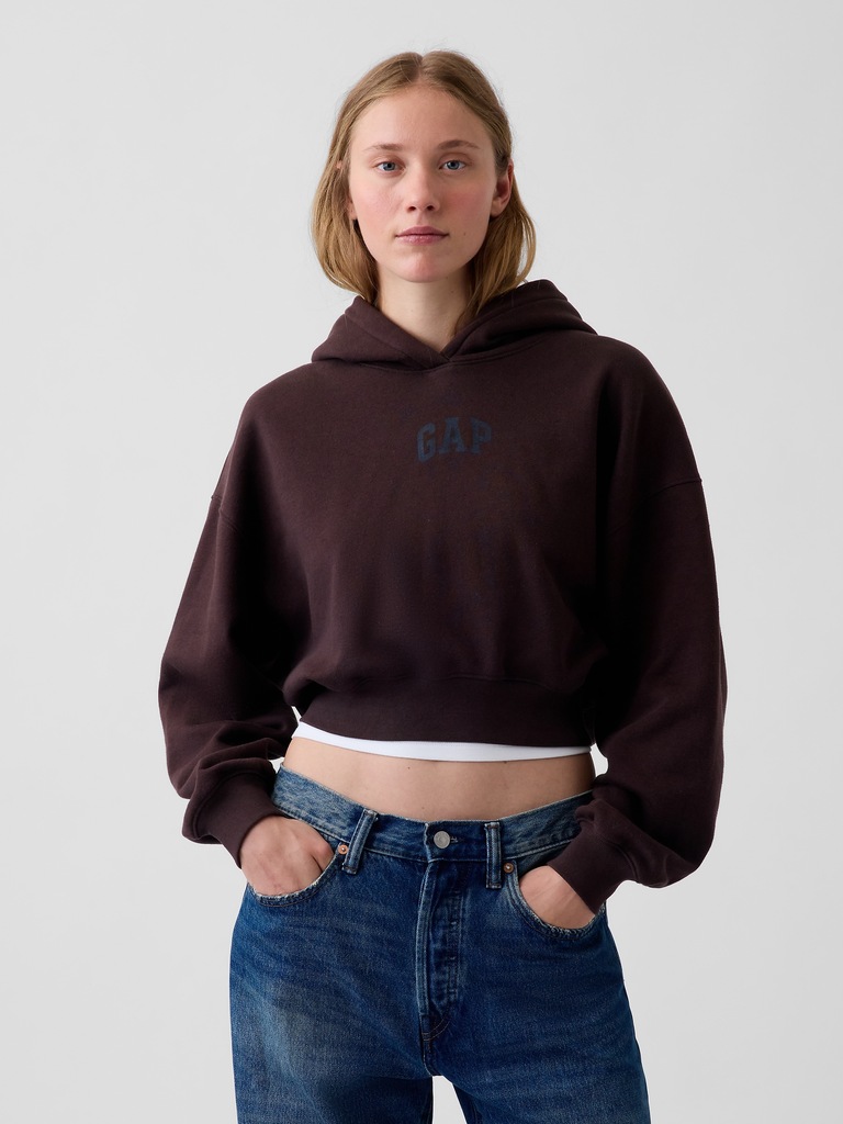 VintageSoft Crop Logo Hoodie