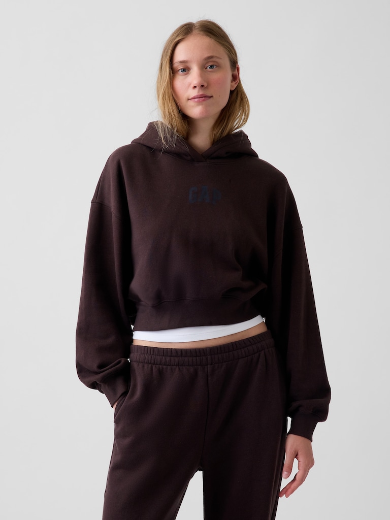 VintageSoft Crop Logo Hoodie