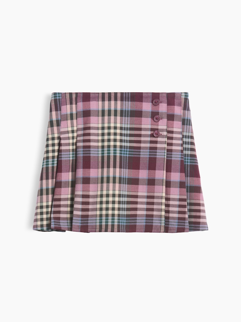 Kids Plaid Pleated Skort