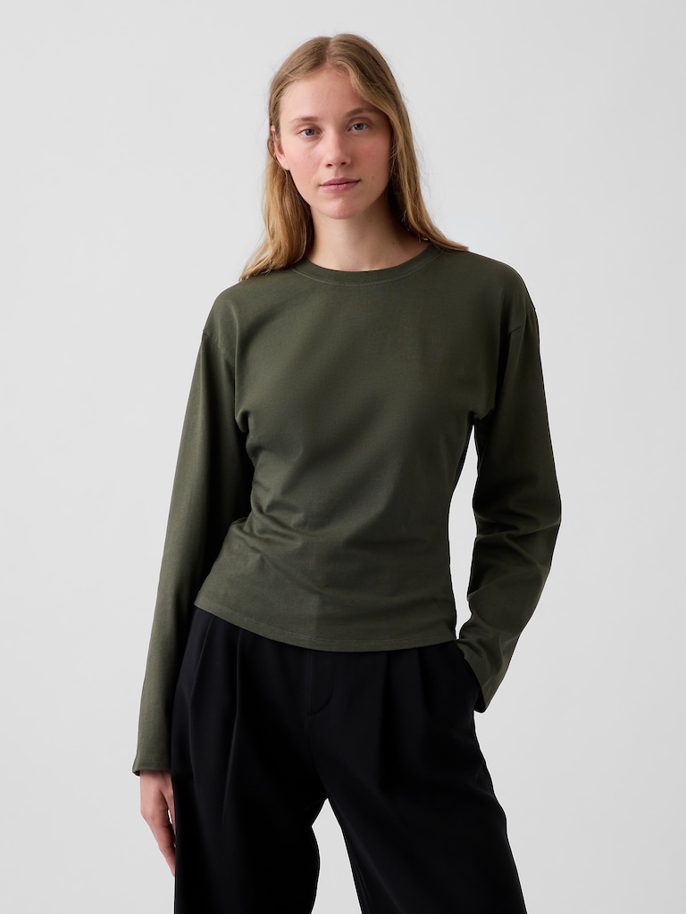 Knit Fitted-Waist T-Shirt