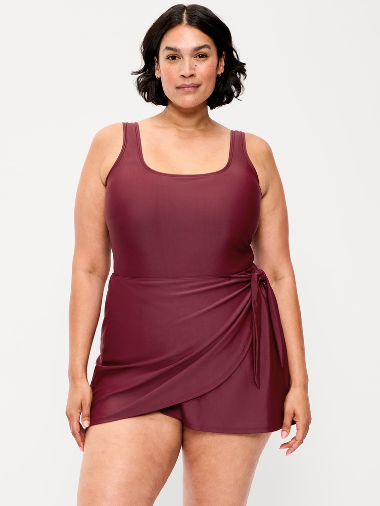 Matte Side-Tie Swim Dress