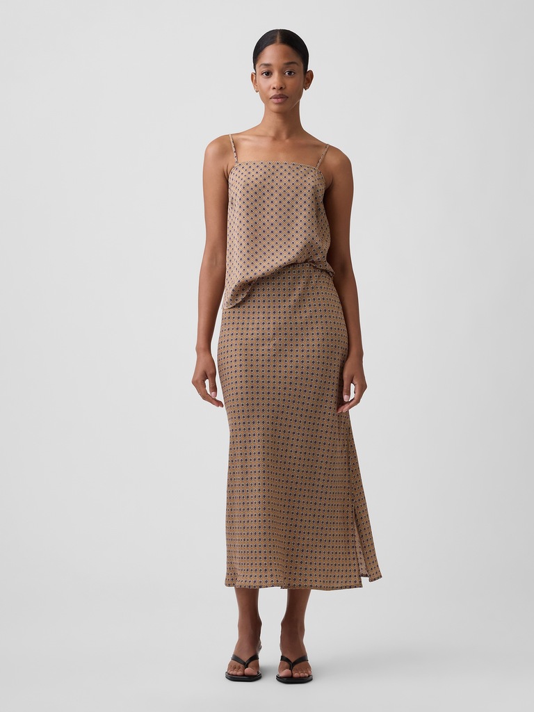 Satin Pull-On Maxi Skirt
