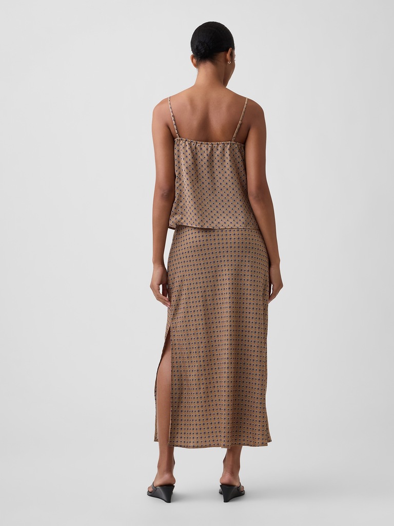 Satin Pull-On Maxi Skirt
