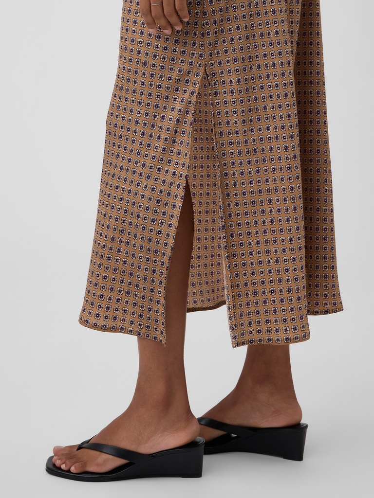 Satin Pull-On Maxi Skirt
