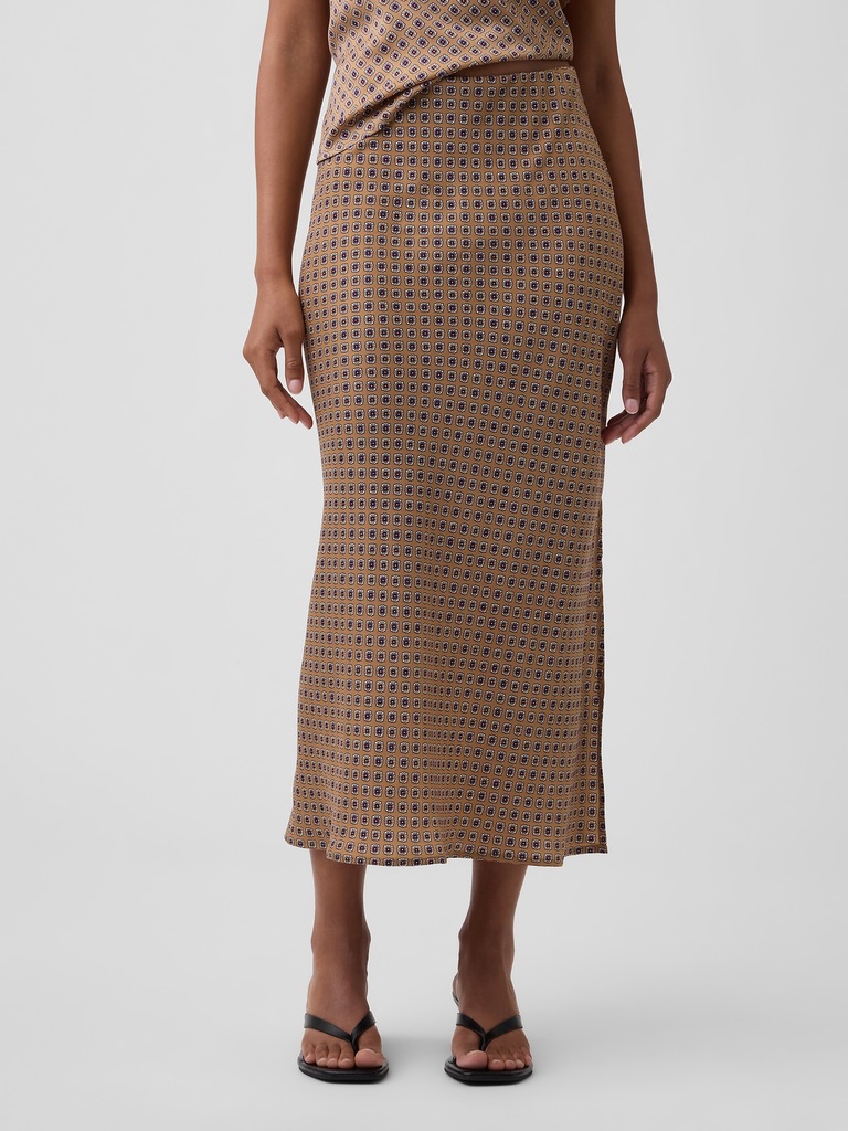 Satin Pull-On Maxi Skirt