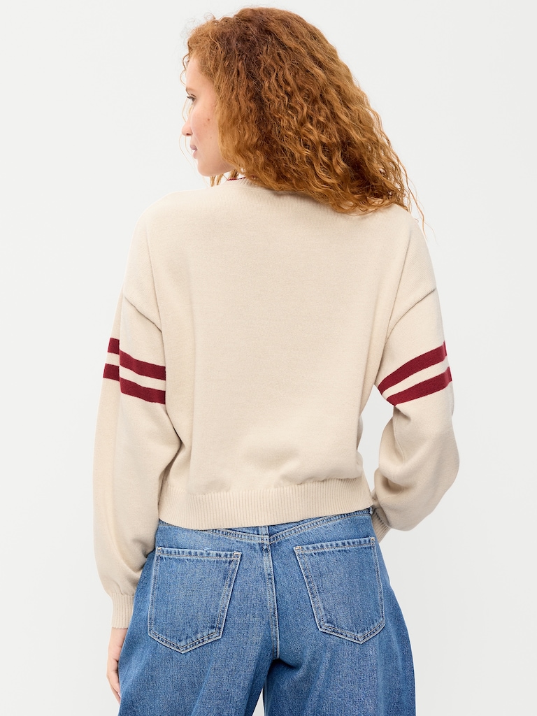 SoSoft Cotton Jacquard Crew-Neck Cropped Sweatshirt