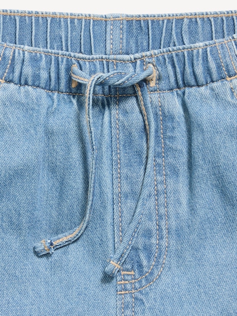 Pull-On Super Baggy Wide-Leg Denim Jeans for Girls