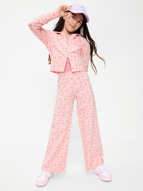 Foldover Jersey Knit Wide-Leg Pants for Girls
