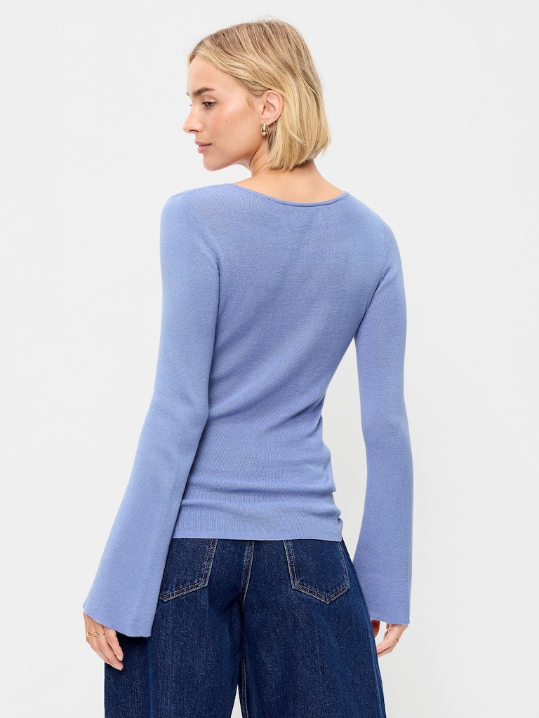 Bell-Sleeve Keyhole Top