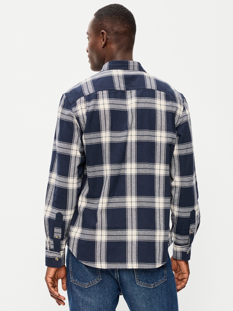 Relaxed Long-Sleeve Flannel Pocket Shirt