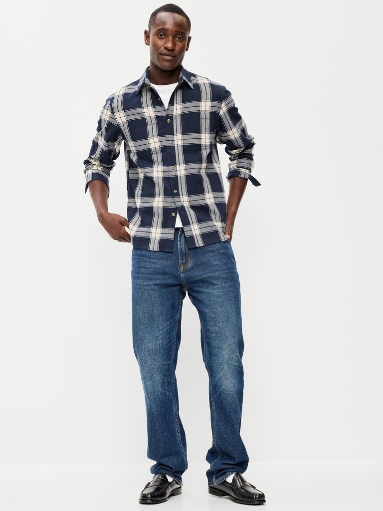 Relaxed Long-Sleeve Flannel Pocket Shirt