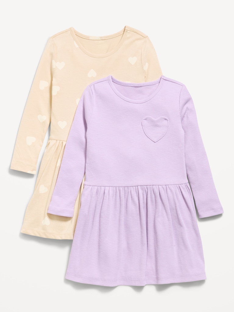 Robe ajustée et évasée à manches longues pour toute-petite (paquet de 2)