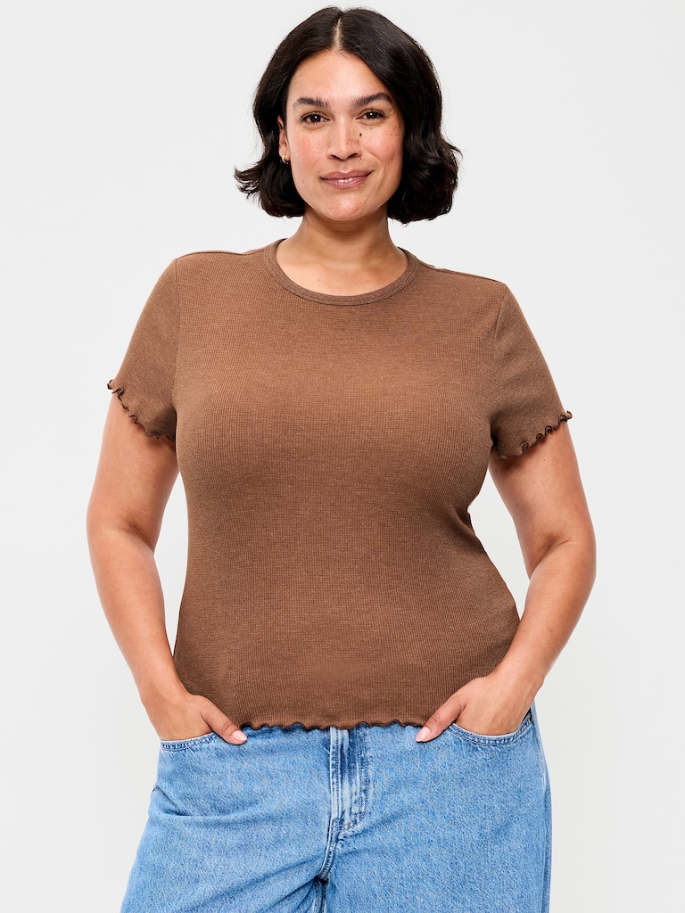 T-shirt ajusté court en tricot gaufré
