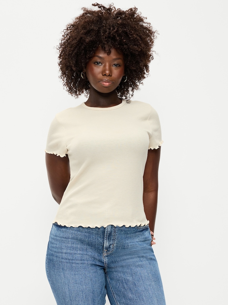 T-shirt ajusté court en tricot gaufré