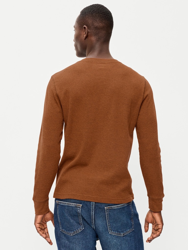 Long-Sleeve Waffle Henley T-Shirt