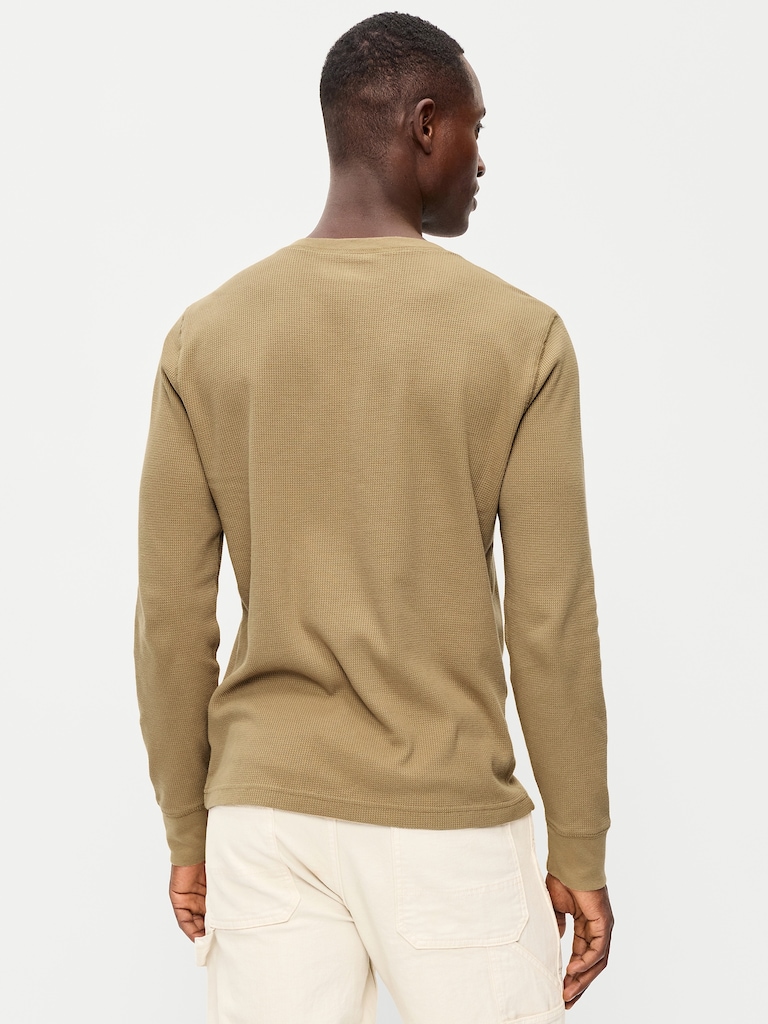 Long-Sleeve Waffle Henley T-Shirt