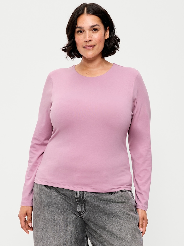 Hug Double-Layer Crew-Neck Long-Sleeve Top