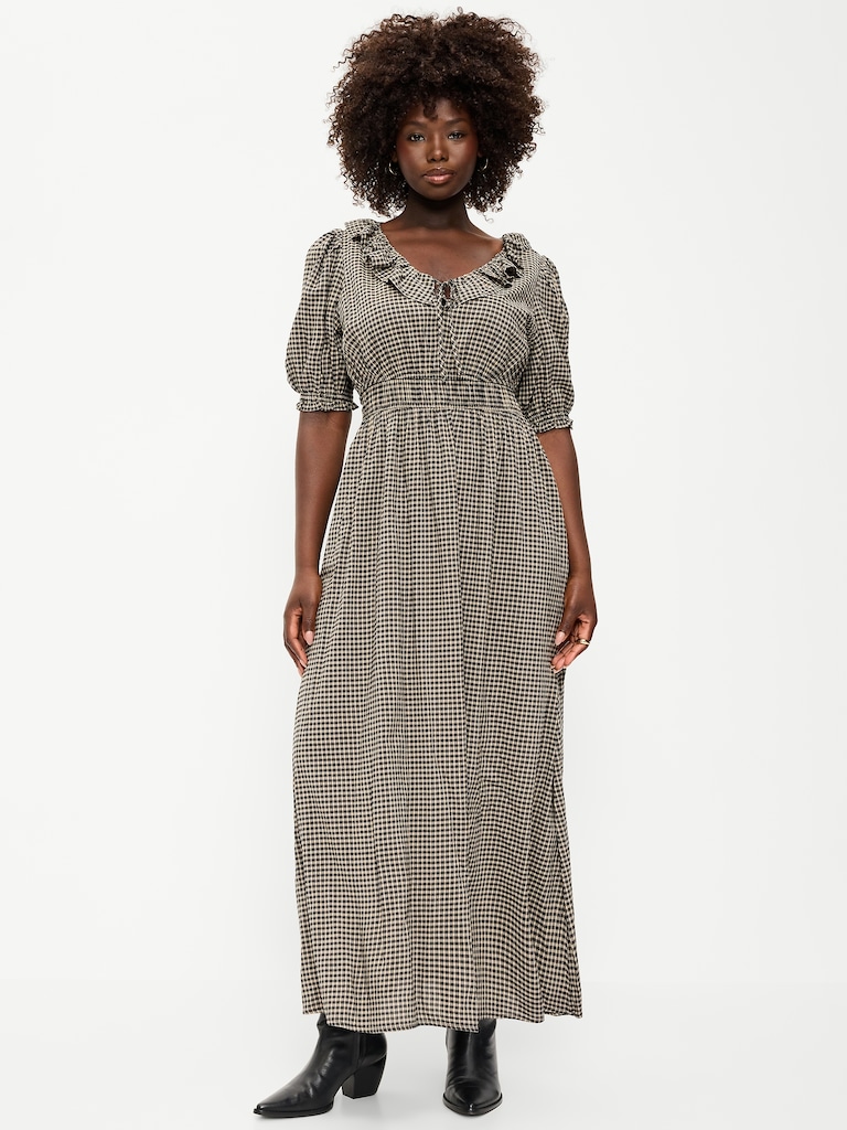 Ruffle-Trim Boho Maxi Dress