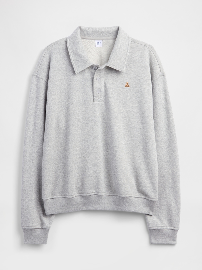 Relaxed Cropped Polo Sweatshirt