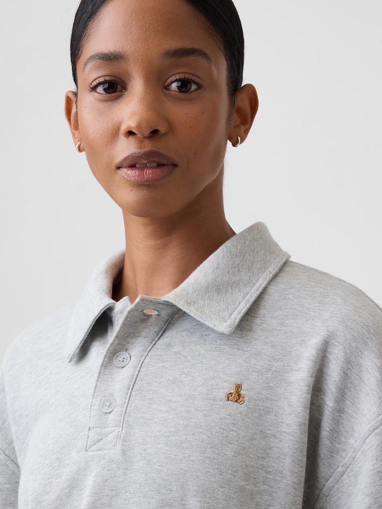 Relaxed Cropped Polo Sweatshirt