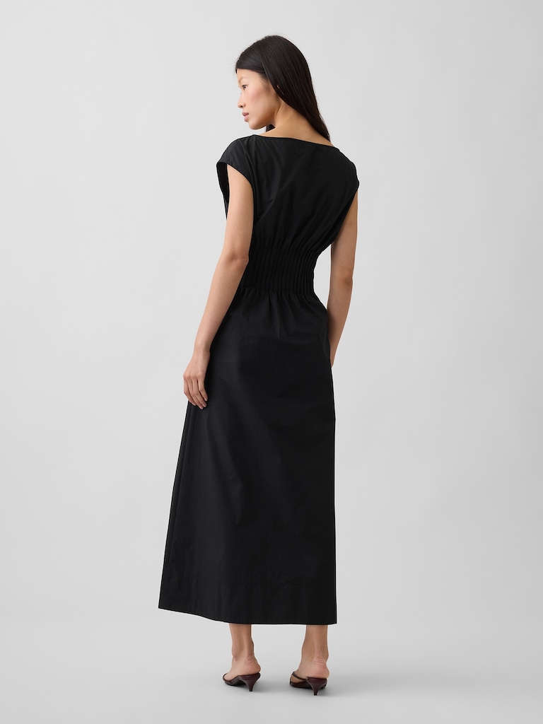 Poplin Pintuck Maxi Dress
