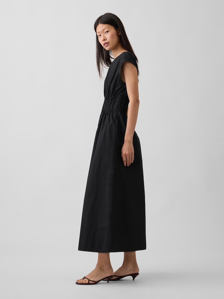 Poplin Pintuck Maxi Dress