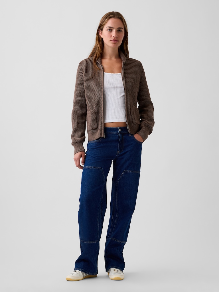 100% Cotton Zip Sweater Cardigan
