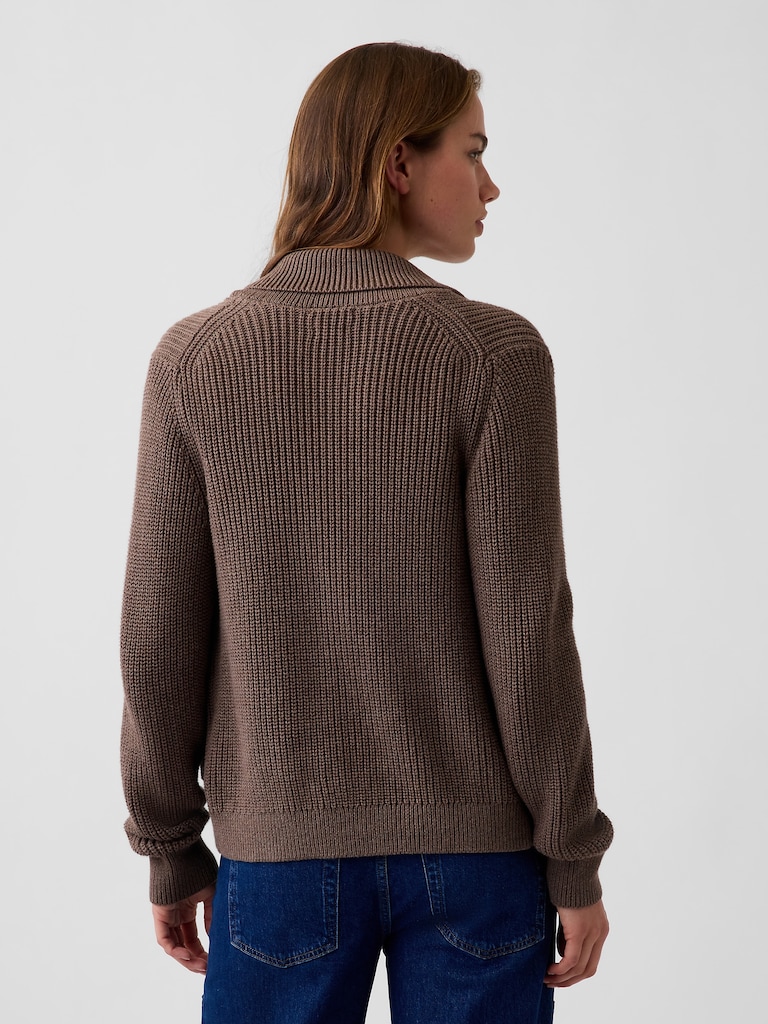 100% Cotton Zip Sweater Cardigan