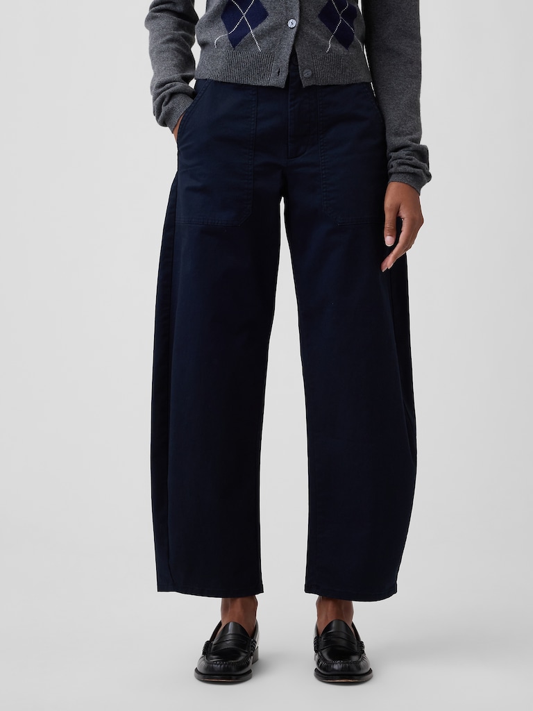 Mid Rise Barrel Khakis