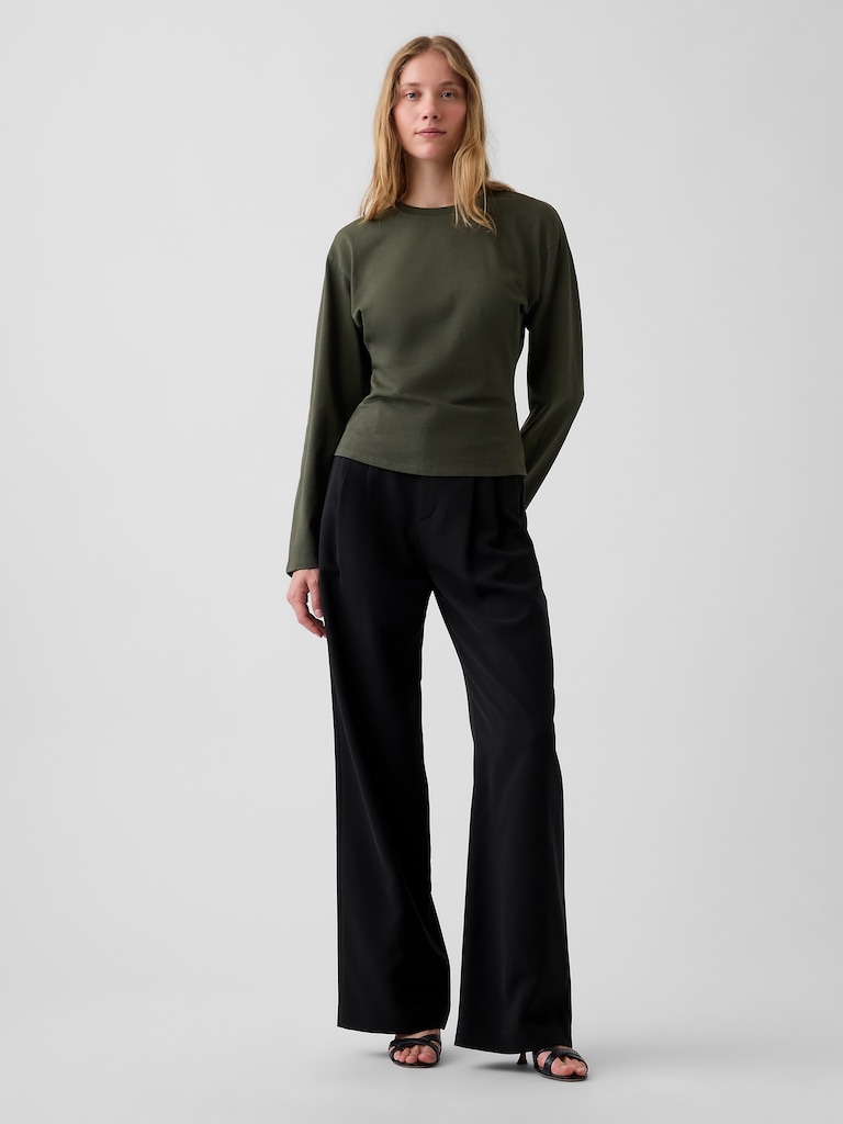 Knit Fitted-Waist T-Shirt