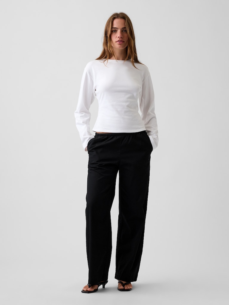 Knit Fitted-Waist T-Shirt