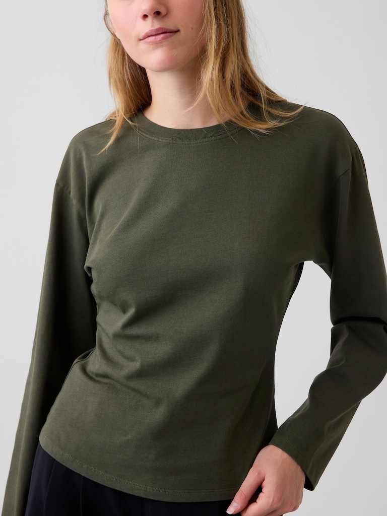 Knit Fitted-Waist T-Shirt