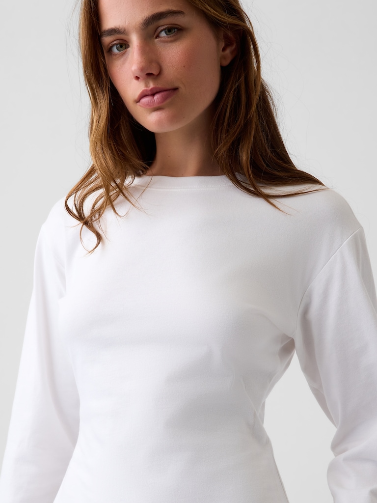 Knit Fitted-Waist T-Shirt