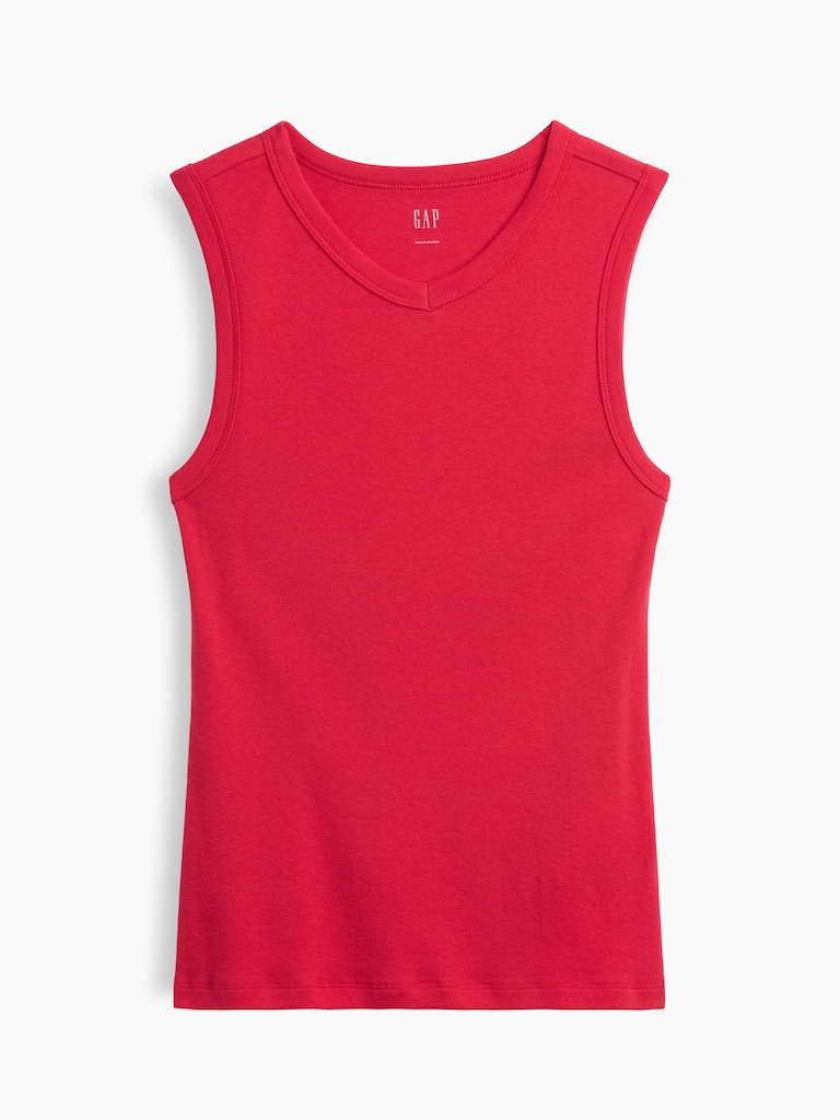 Modern Ribbed High-Neck Tank Top