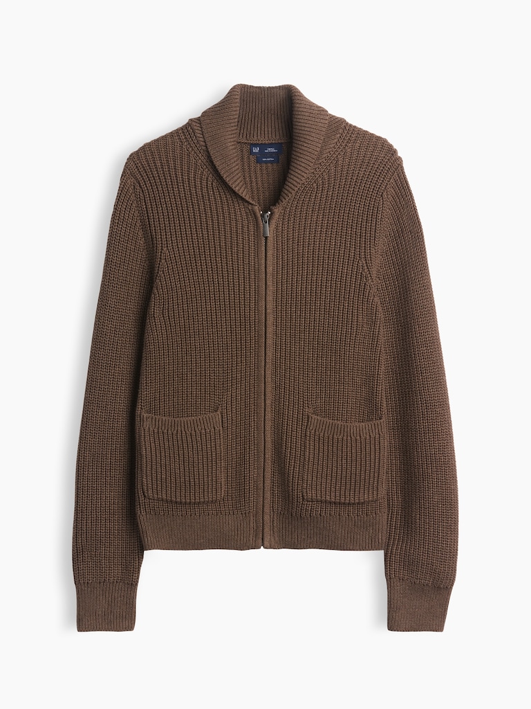 100% Cotton Zip Sweater Cardigan