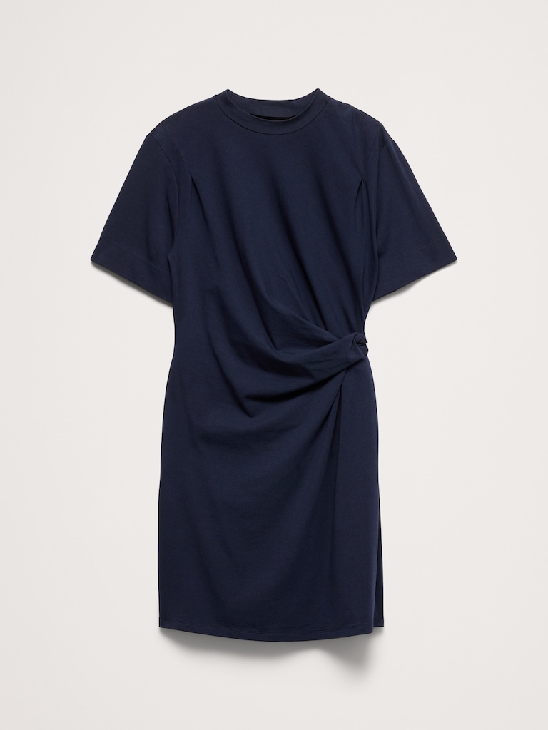 Stretch-Cotton High-Neck Mini Dress
