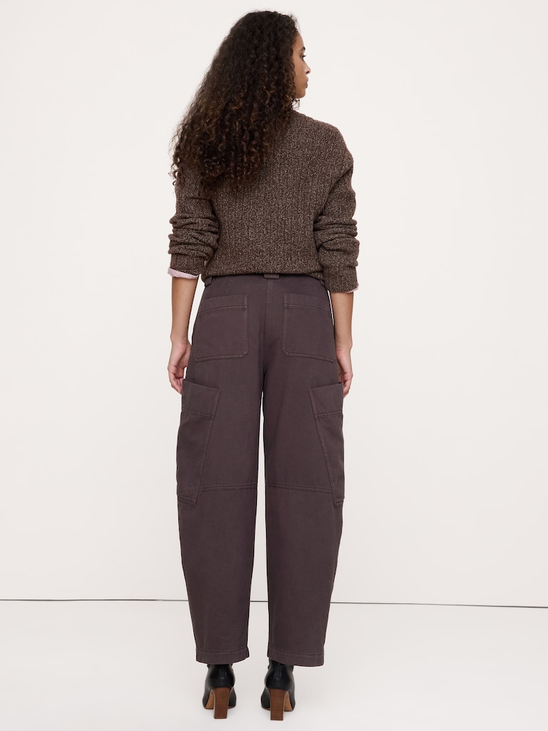 High-Rise Cotton-Linen Barrel Pant