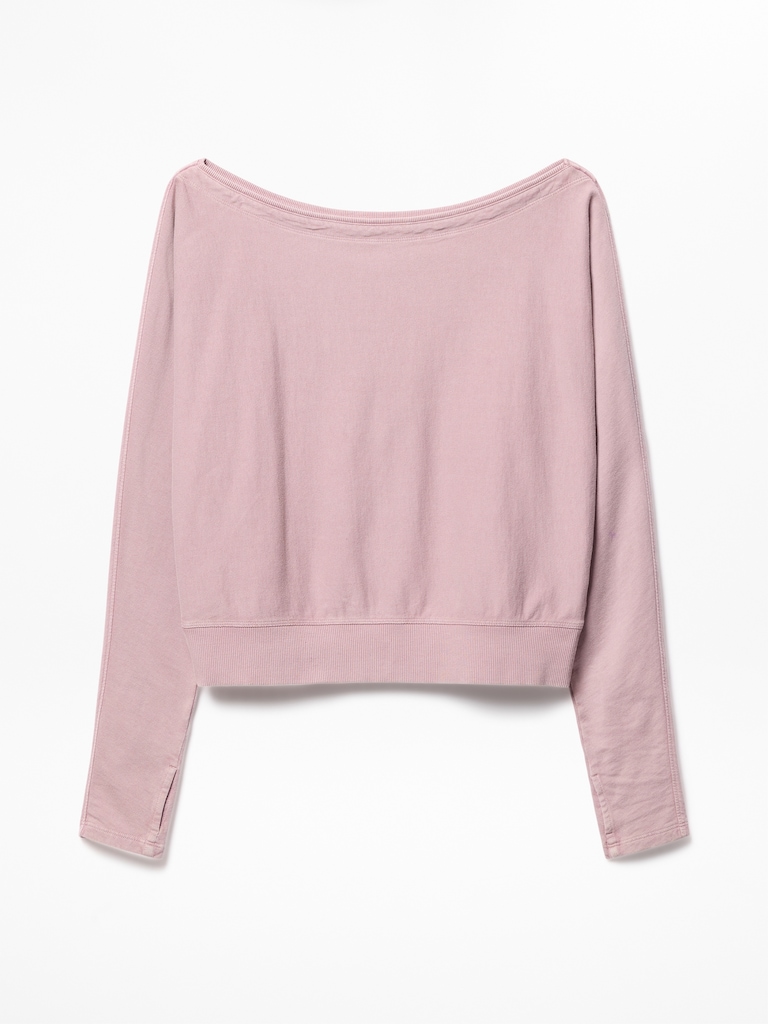 Airy Cotton Terry Snow Wash Boat Neck Sweatshirt