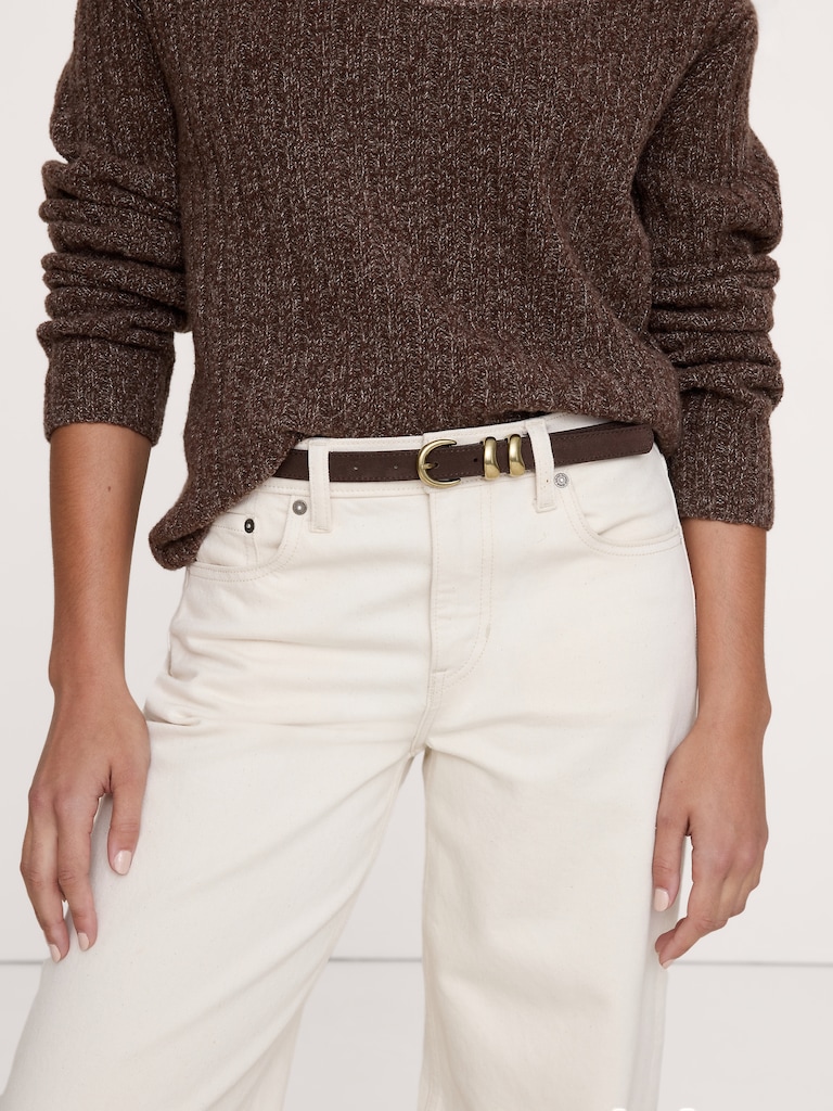 Sculptural Detail Suede Belt