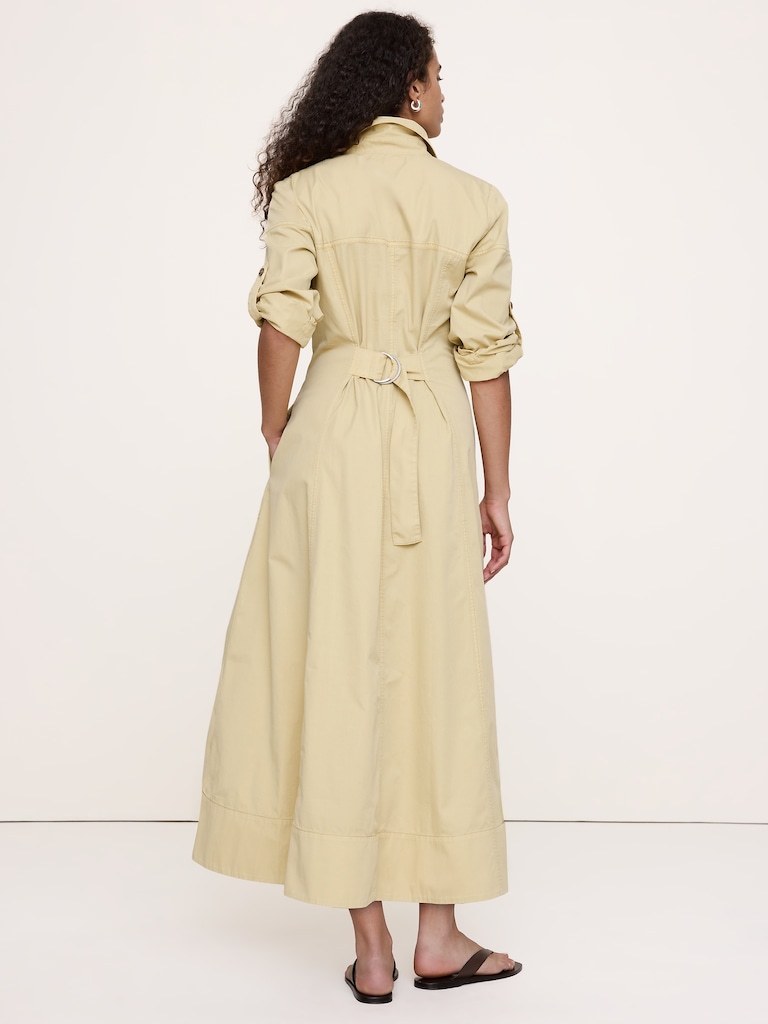 Cotton Twill Paneled Shirt Dress