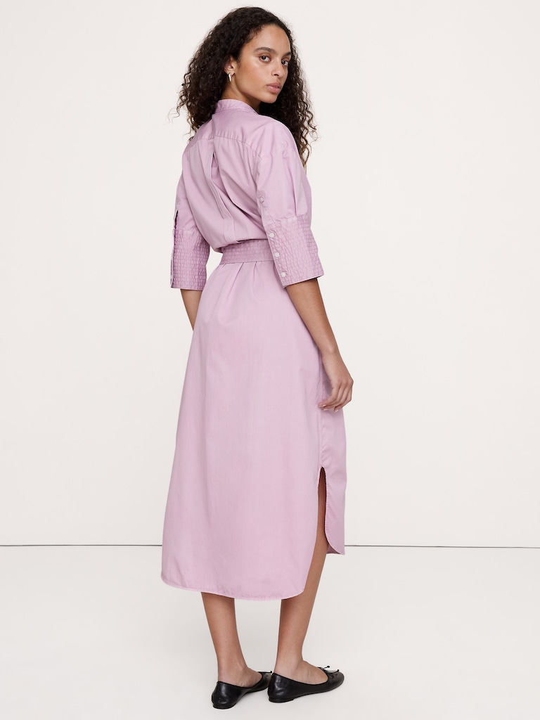Cotton Twill Belted Shirt Dress