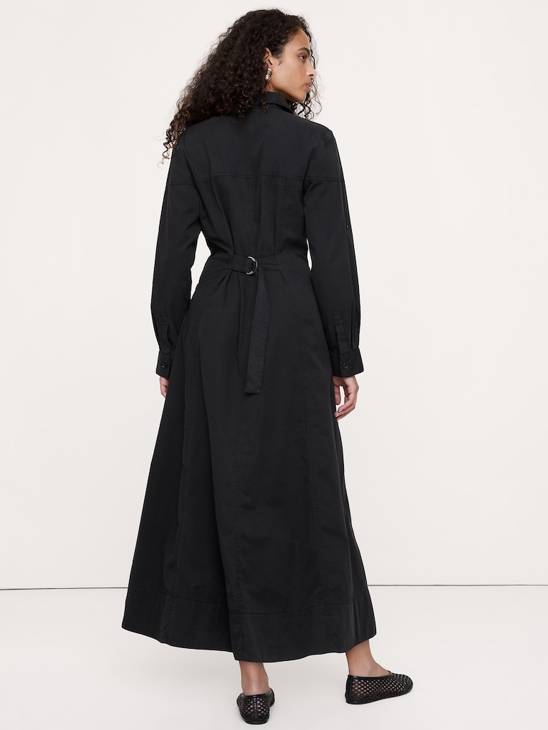 Cotton Twill Paneled Shirt Dress