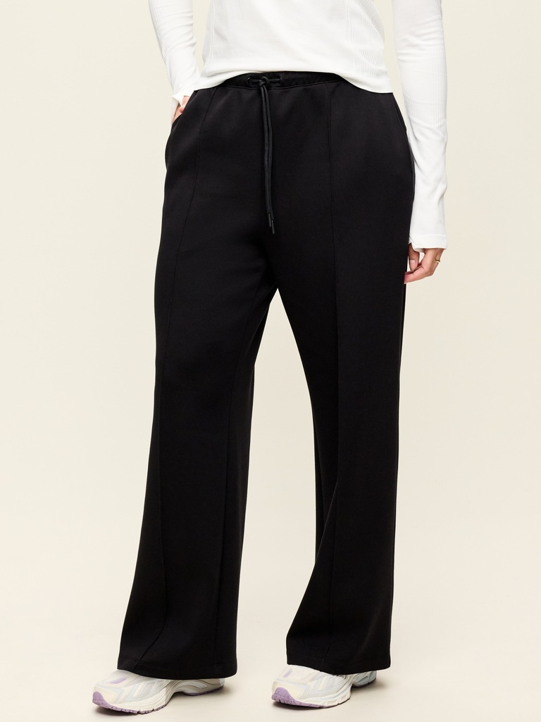 Mid-Rise Dynamic Fleece Textured Wide-Leg Sweatpants