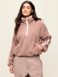 Loose Sherpa Quarter-Zip Pullover